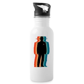 Retro Sheriff Silhouette Vintage Lawman Art - Trinkflasche mit integriertem Trinkhalm - Weiß - Rechts