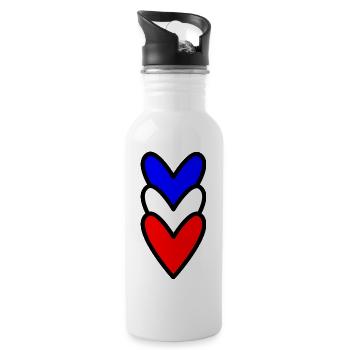 HERZ. HERZ. VALENTINSTAG. LIEBE. LIEBE. PAAR. - Trinkflasche mit integriertem Trinkhalm - Weiß - Rechts