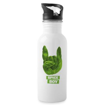 Spiceboy - Basil - Devil Horns - Rock 'n' Roll - Water bottle with straw - white - Right