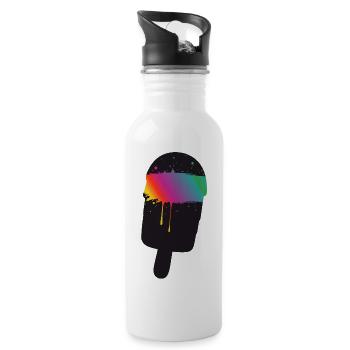 Regenbogen Eis Silhouette Street Art Style  - Trinkflasche mit integriertem Trinkhalm - Weiß - Rechts