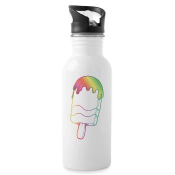 Regenbogen Eis Outline Neon Style  - Trinkflasche mit integriertem Trinkhalm - Weiß - Rechts