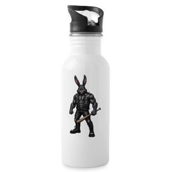 Heavy Metal Easter Bunny Rocker Easter Hardcore Bunny - Water bottle with straw - white - Right