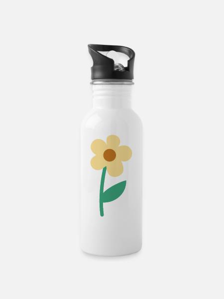 Esthétique botanique minimaliste de fleurs simples et mignonnes - Gourde avec paille intégrée - blanc