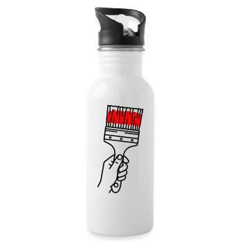 Maler - Trinkflasche mit integriertem Trinkhalm - Weiß - Rechts
