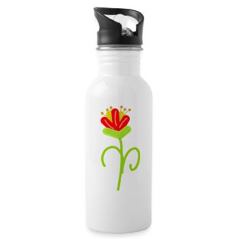 Playful Flower Drawing Flower Flowers - Water bottle with straw - white - Right