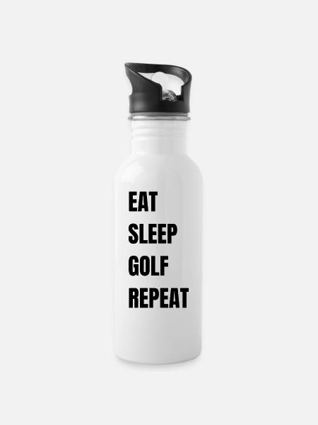 Eat Sleep Golf Repeat - Water bottle with straw - white