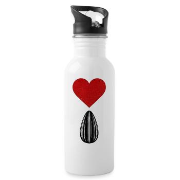 SonnenblumenkernLove - Trinkflasche mit integriertem Trinkhalm - Weiß - Rechts