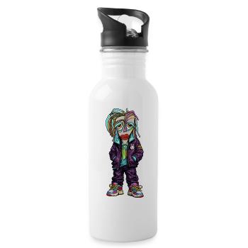 Bunter Street-Tron Charakter - Trinkflasche mit integriertem Trinkhalm - Weiß - Rechts