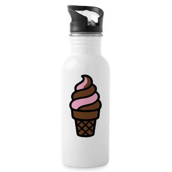 Logo du cornet de glace souple - Gourde avec paille intégrée - blanc - Droite