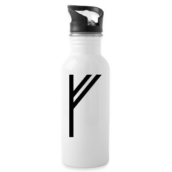 Fehu Rune Black – Viking Futhark Norse - Gourde avec paille intégrée - blanc - Droite