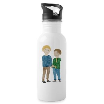 Kinderszene beste Freunde - Trinkflasche mit integriertem Trinkhalm - Weiß - Rechts