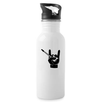 Lets rock - Trinkflasche mit integriertem Trinkhalm - Weiß - Rechts
