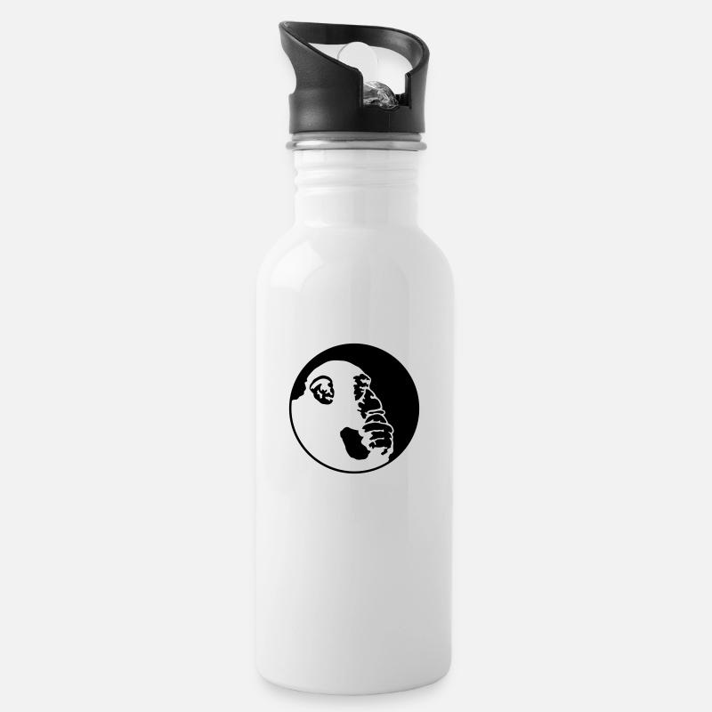 Denkeraffe Pattern - Trinkflasche mit integriertem Trinkhalm - Weiß
