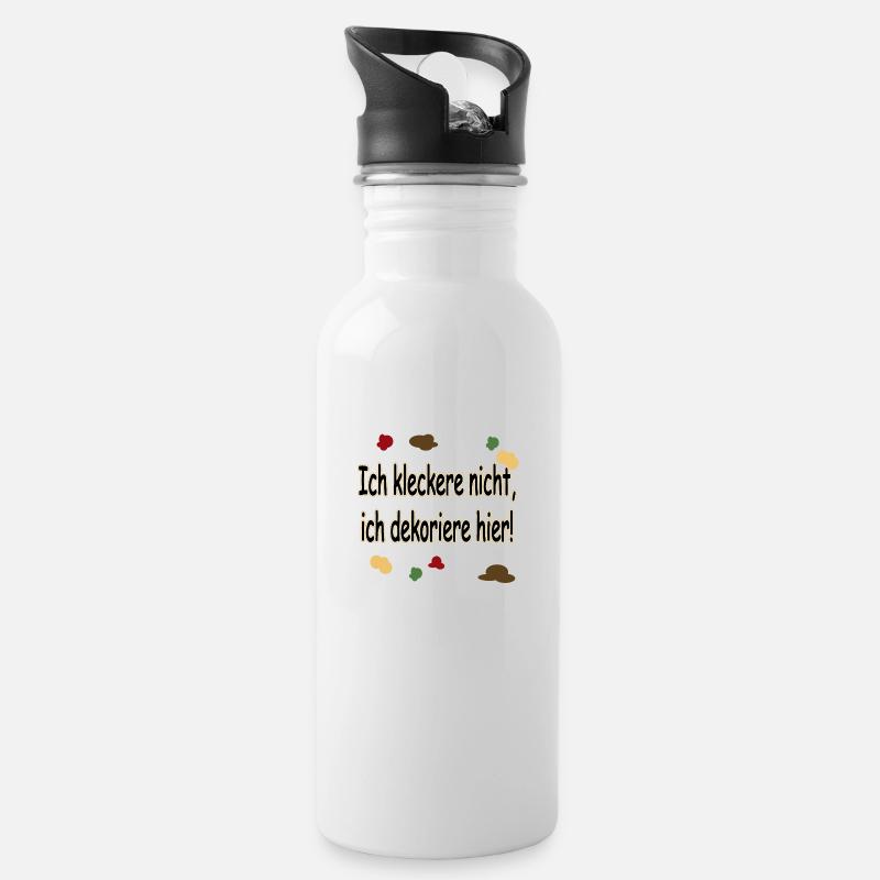 Ich kleckere nicht, ich dekoriere hier! - Trinkflasche mit integriertem Trinkhalm - Weiß