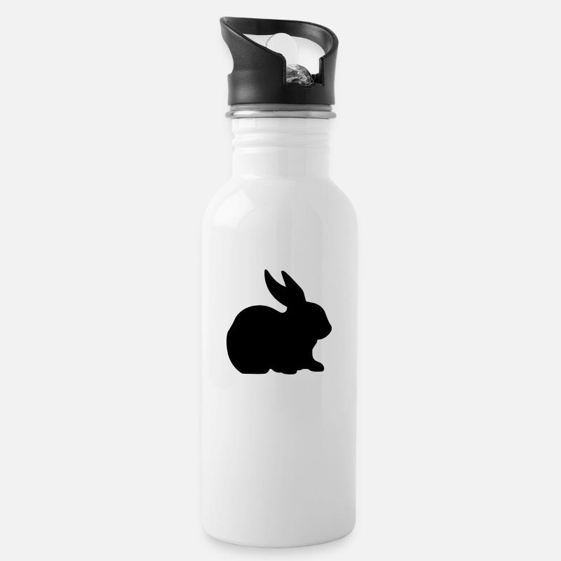 Bunny rabbit silhouette - Water bottle with straw - white