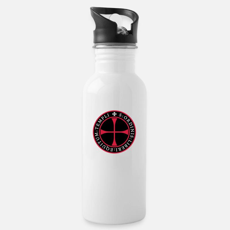 Knight Templar seal - Water bottle with straw - white
