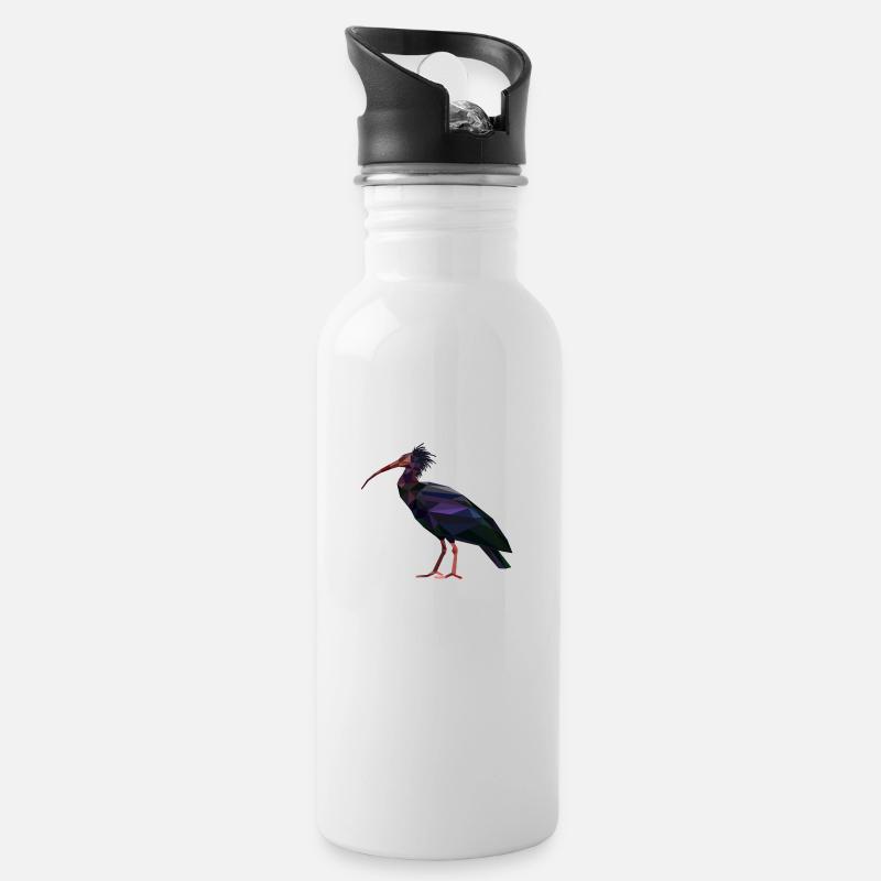 Waldrapp - Trinkflasche mit integriertem Trinkhalm - Weiß