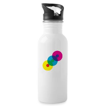 Vinyl Records (Diagonal) - Water bottle with straw - white - Right