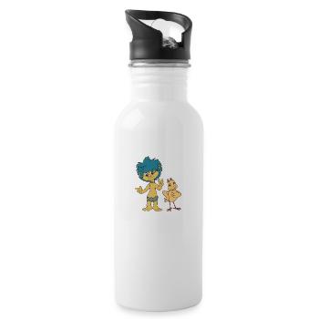 Plumps & Küken - Trinkflasche mit integriertem Trinkhalm - Weiß - Rechts