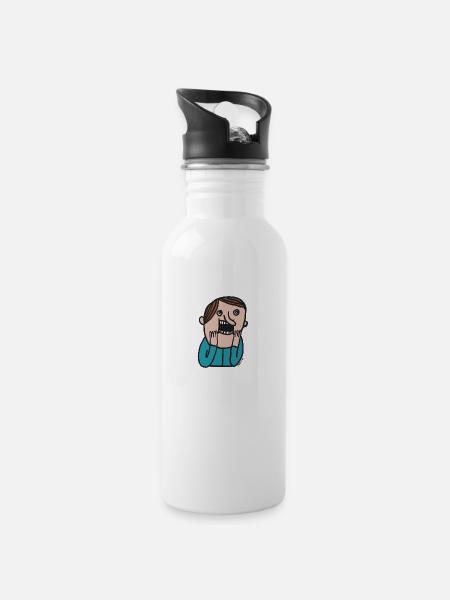 Wunderbar - Trinkflasche mit integriertem Trinkhalm - Weiß
