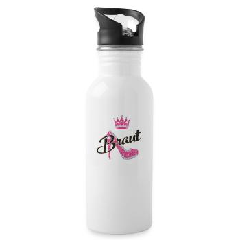 JGA - Braut Schuh - RAHMENLOS - Trinkflasche mit integriertem Trinkhalm - Weiß - Rechts