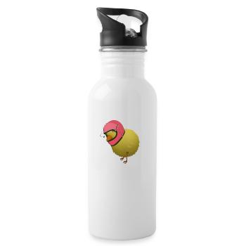 Biker Chick Humorvolle Karikatur - Trinkflasche mit integriertem Trinkhalm - Weiß - Rechts