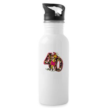 40 Jahre Geburtstag Shirt - Trinkflasche mit integriertem Trinkhalm - Weiß - Rechts