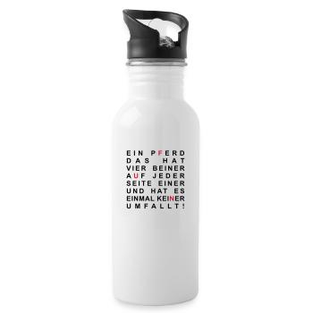 Ein Pferd, das hat vier Beiner - Trinkflasche mit integriertem Trinkhalm - Weiß - Rechts