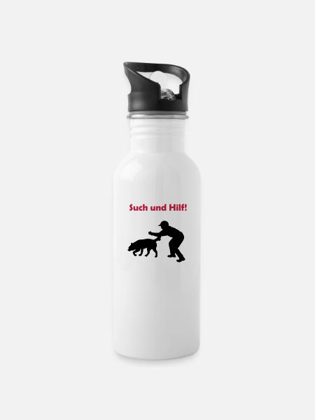 such_und_hilf_cb - Trinkflasche mit integriertem Trinkhalm - Weiß