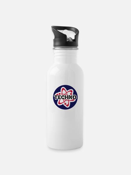 Techno__V006 - Water bottle with straw - white