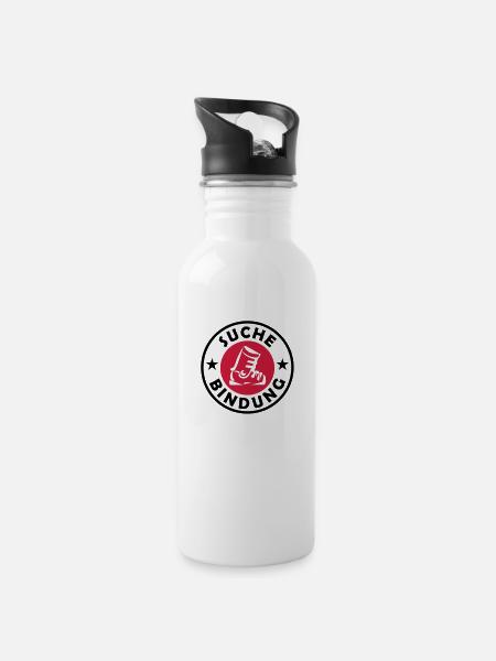 Suche Bindung - Single 2 Color Design - Trinkflasche mit integriertem Trinkhalm - Weiß