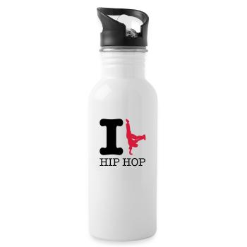 breakdance_hip_hop_f2 - Water bottle with straw - white - Right