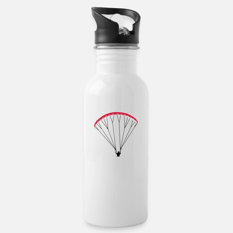 Paraglider Gleitschirm - Trinkflasche mit integriertem Trinkhalm - Weiß