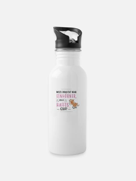 Wozu Einhörner Haflinger - Trinkflasche mit integriertem Trinkhalm - Weiß