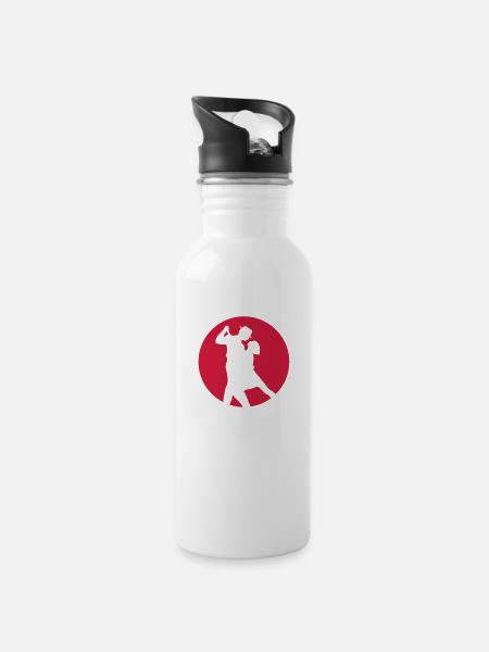 Tango in the night - Trinkflasche mit integriertem Trinkhalm - Weiß