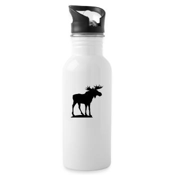 Elch Design - Trinkflasche mit integriertem Trinkhalm - Weiß - Rechts