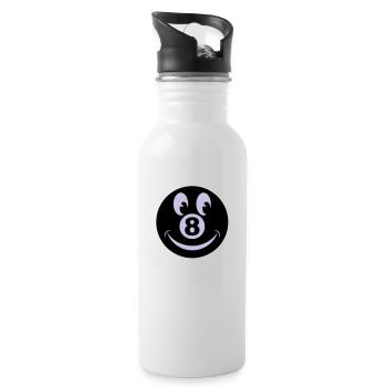 8 ball smiley vecto - Water bottle with straw - white - Right
