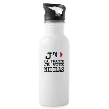 Ich liebe Frankreich Ich stimme Nicolas - Trinkflasche mit integriertem Trinkhalm - Weiß - Rechts
