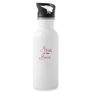 Mama ist die Beste - Trinkflasche mit integriertem Trinkhalm - Weiß - Rechts