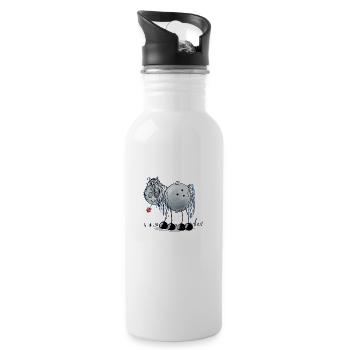 Pferd mit Blume - Trinkflasche mit integriertem Trinkhalm - Weiß - Rechts
