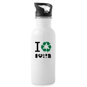 Ich bereite - Trinkflasche mit integriertem Trinkhalm - Weiß - Rechts