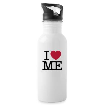 Ich liebe MICH - Trinkflasche mit integriertem Trinkhalm - Weiß - Rechts