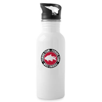 text circle round stamp fishing team sport logo ge - Water bottle with straw - white - Right