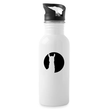 logo round circle silhouette black outline Lama came - Water bottle with straw - white - Right