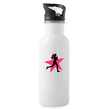 running woman with star 2c / jogging - Water bottle with straw - white - Right
