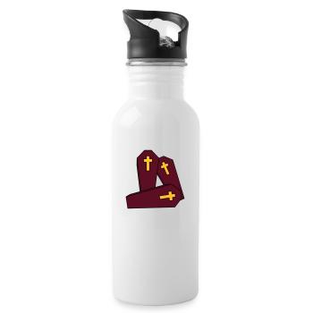 crew many team 3 friends casket burial cross gra - Water bottle with straw - white - Right