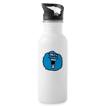 ball circle around laughing face head monster funny - Water bottle with straw - white - Right