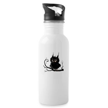 Kauziges Käuzchen - Trinkflasche mit integriertem Trinkhalm - Weiß - Rechts