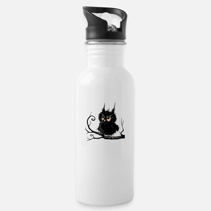 Grumpy Fogy Owl - Water bottle with straw - white