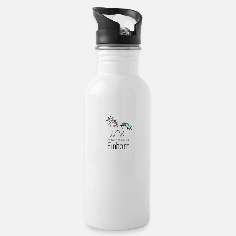 Einhorn Schwangerschaft - Trinkflasche mit integriertem Trinkhalm - Weiß